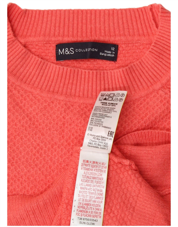 Suéter feminino Marks & Spencer com gola redonda Reino Unido 12 médio laranja