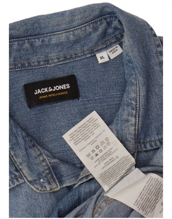 Camisa jeans masculina JACK & JONES XL azul algodão