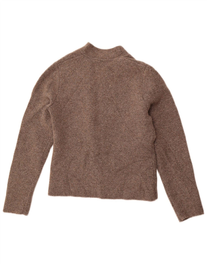 Suéter cardigã feminino ZARA Reino Unido 14 grande marrom poliamida