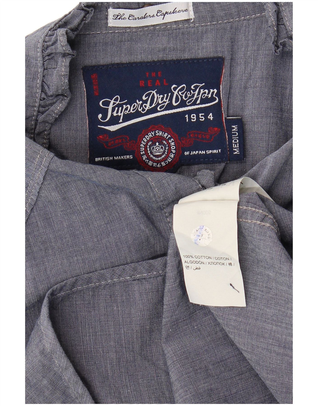 Blusa feminina SUPERDRY com babados na frente Reino Unido 12 médio azul marinho