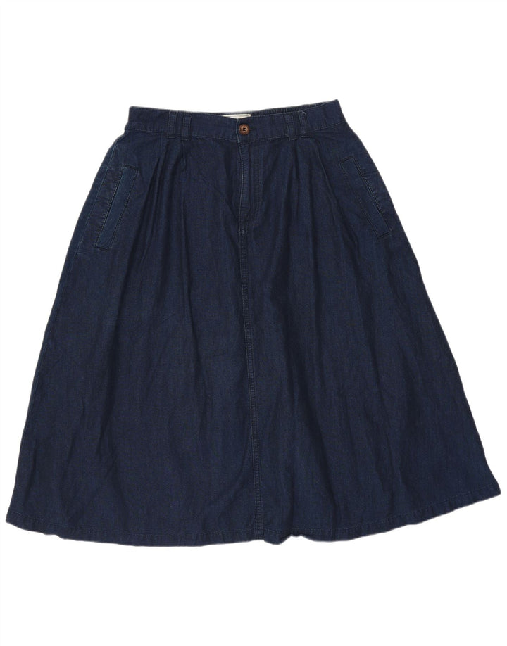 Saia jeans feminina Fat Face UK 10 pequena W30 algodão azul marinho