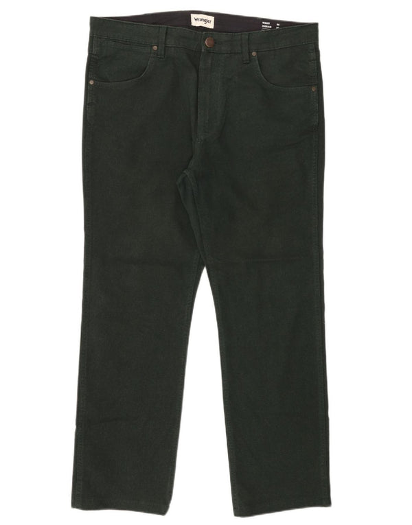 Wrangler Calça masculina reta casual W36 L30 algodão verde