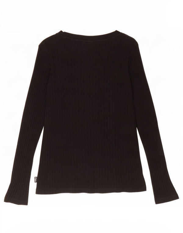 Fila Womens Top Manga Longa UK 12 Médio Algodão Preto