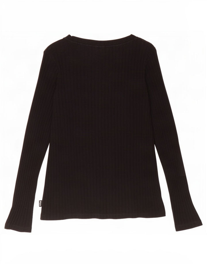 Fila Womens Top Manga Longa UK 12 Médio Algodão Preto