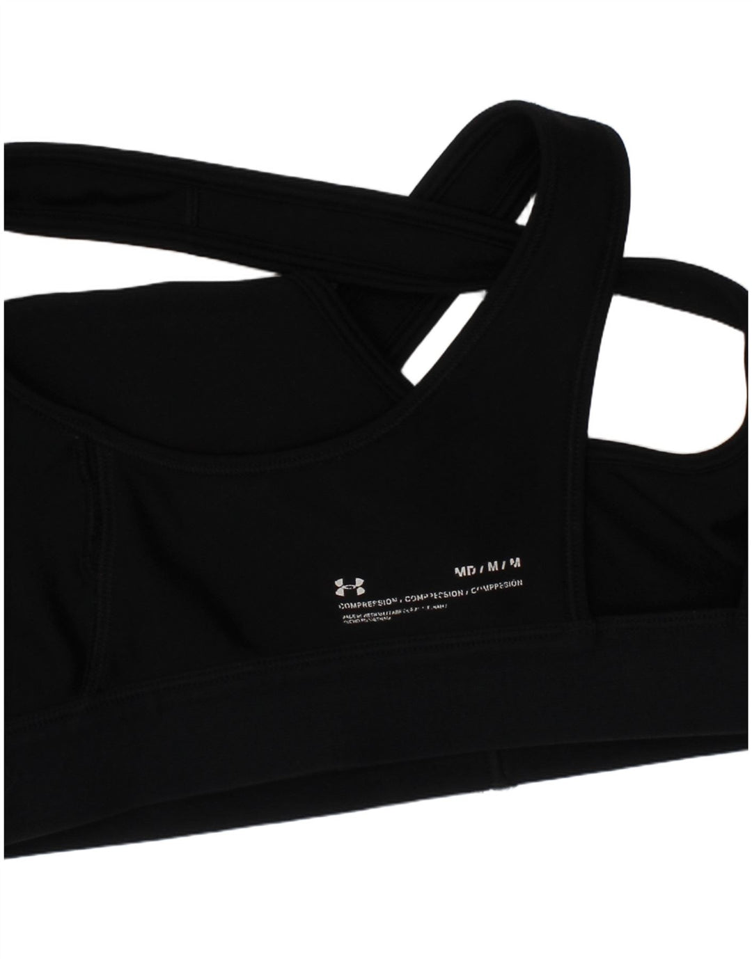 Sutiã esportivo gráfico de compressão feminino Under Armour Top médio preto esportivo