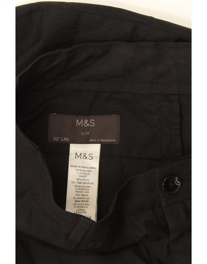 Calça Chino Slim Masculina Marks & Spencer W32 L33 Poliéster Preto