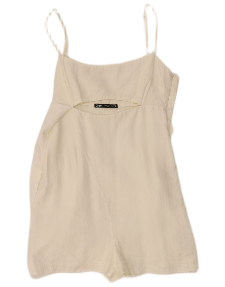 Túnica feminina Zara com gravata frontal UK 12 Lyocell branco médio