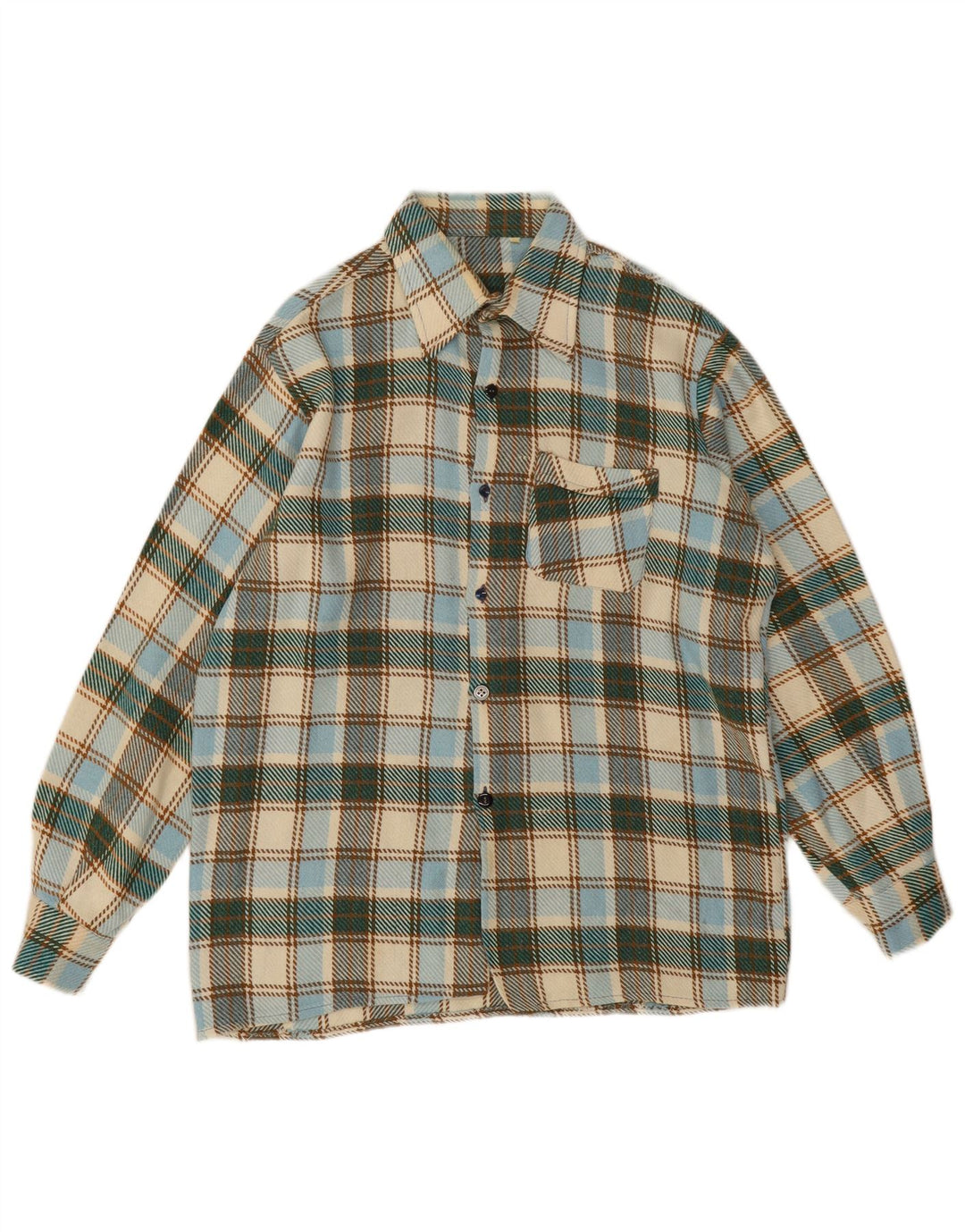 Camisa masculina vintage de flanela média xadrez multicolorida