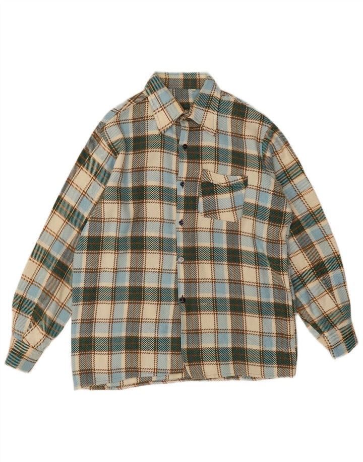 Camisa masculina vintage de flanela média xadrez multicolorida