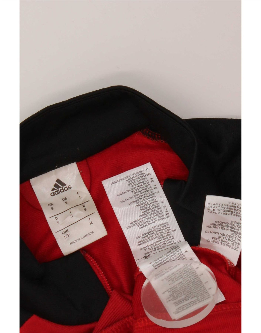 Adidas Mens Treino Top Jacket Pequeno Poliéster Colorblock Vermelho