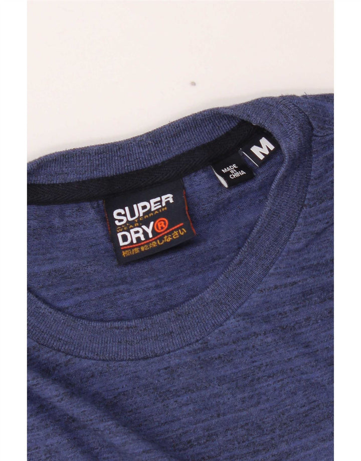 Camiseta masculina Superdry Regular Graphic Top médio azul manchado de algodão