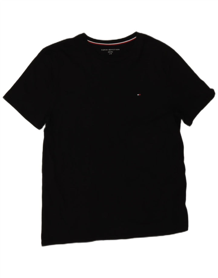 Tommy Hilfiger Camiseta masculina grande de algodão preto
