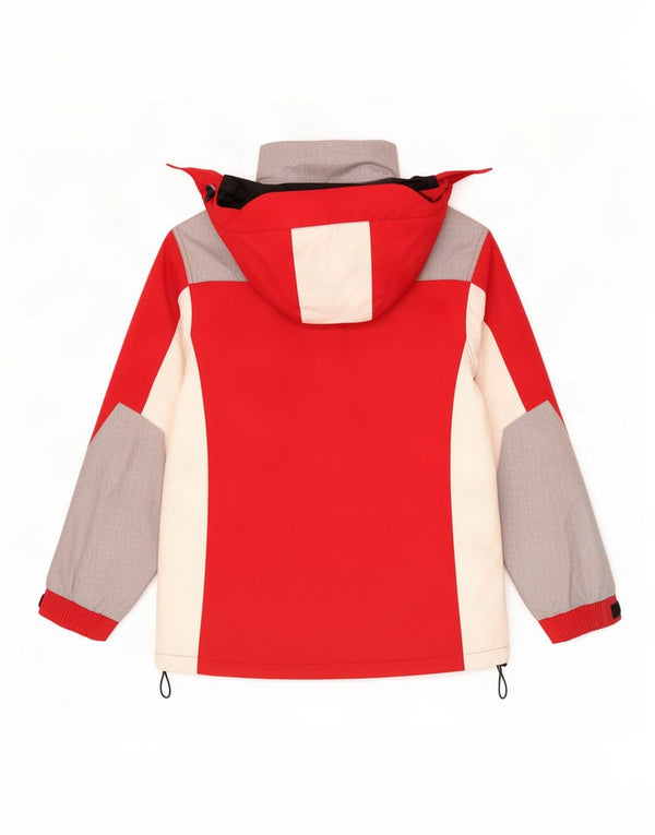 Jaqueta de esqui com capuz feminino Kappa UK 14 poliéster colorblock vermelho médio