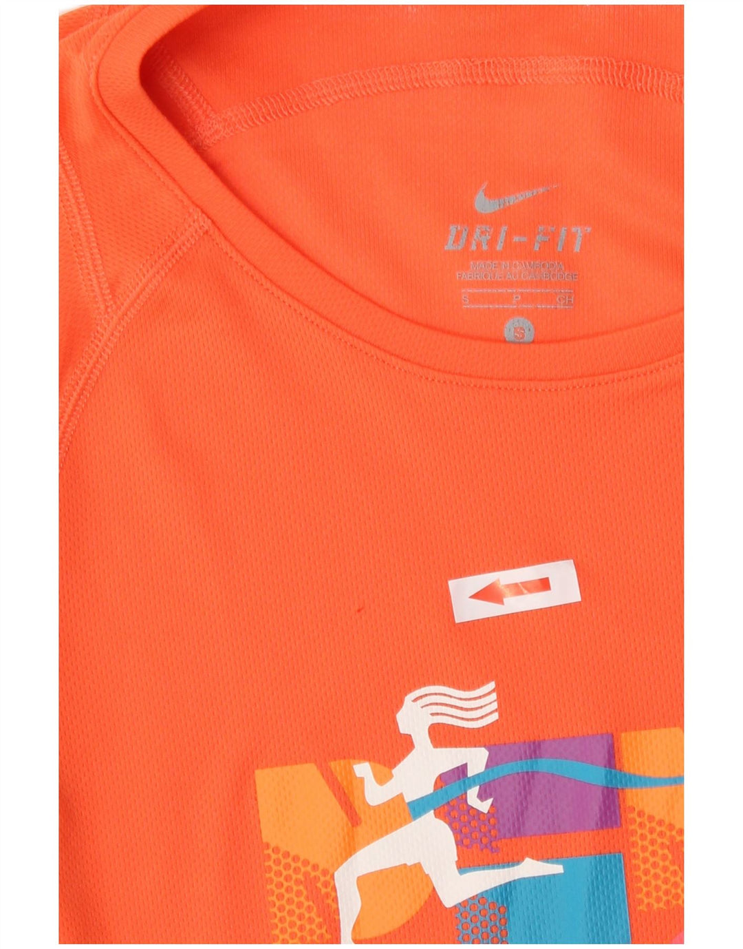 Camiseta Nike Feminina Dri Fit Graphic Top UK 10 Pequena Laranja Poliéster
