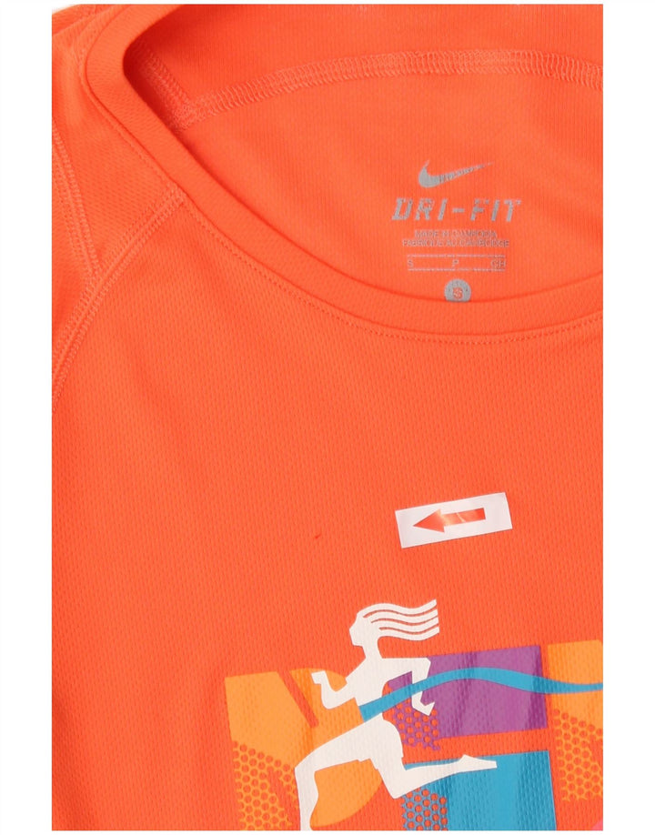 Camiseta Nike Feminina Dri Fit Graphic Top UK 10 Pequena Laranja Poliéster