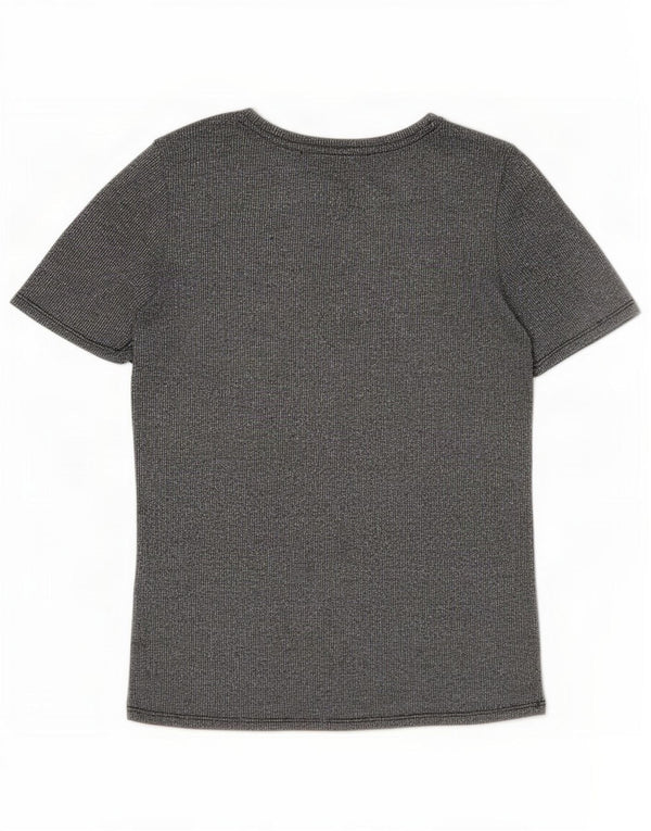 Camiseta feminina Zara Trafaluc Top UK 12 cinza médio manchado