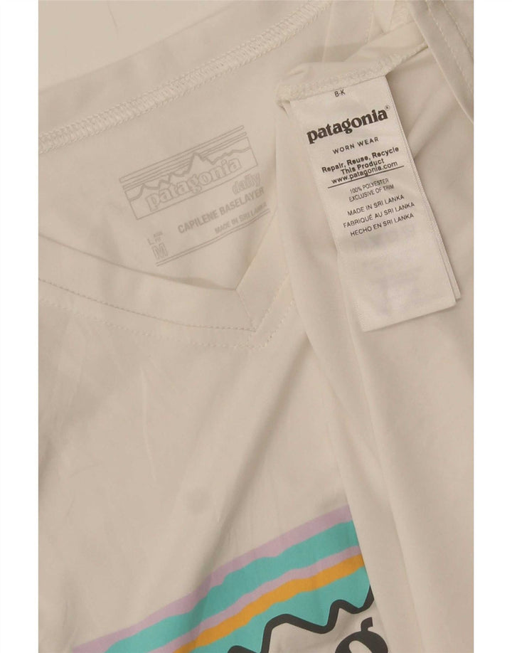 Patagonia Mens Graphic T-Shirt Top Médio Poliéster Branco