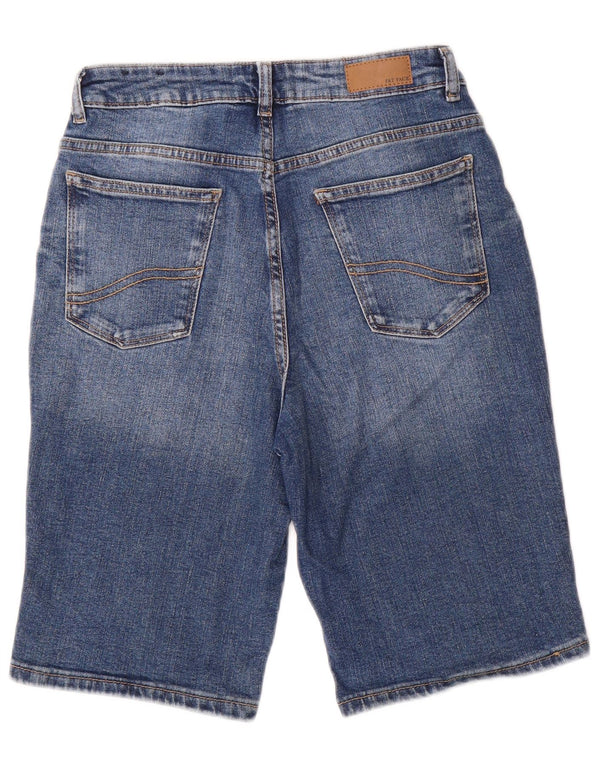 Bermuda feminina Fat Face Shorts jeans Reino Unido 10 pequeno W26 algodão azul