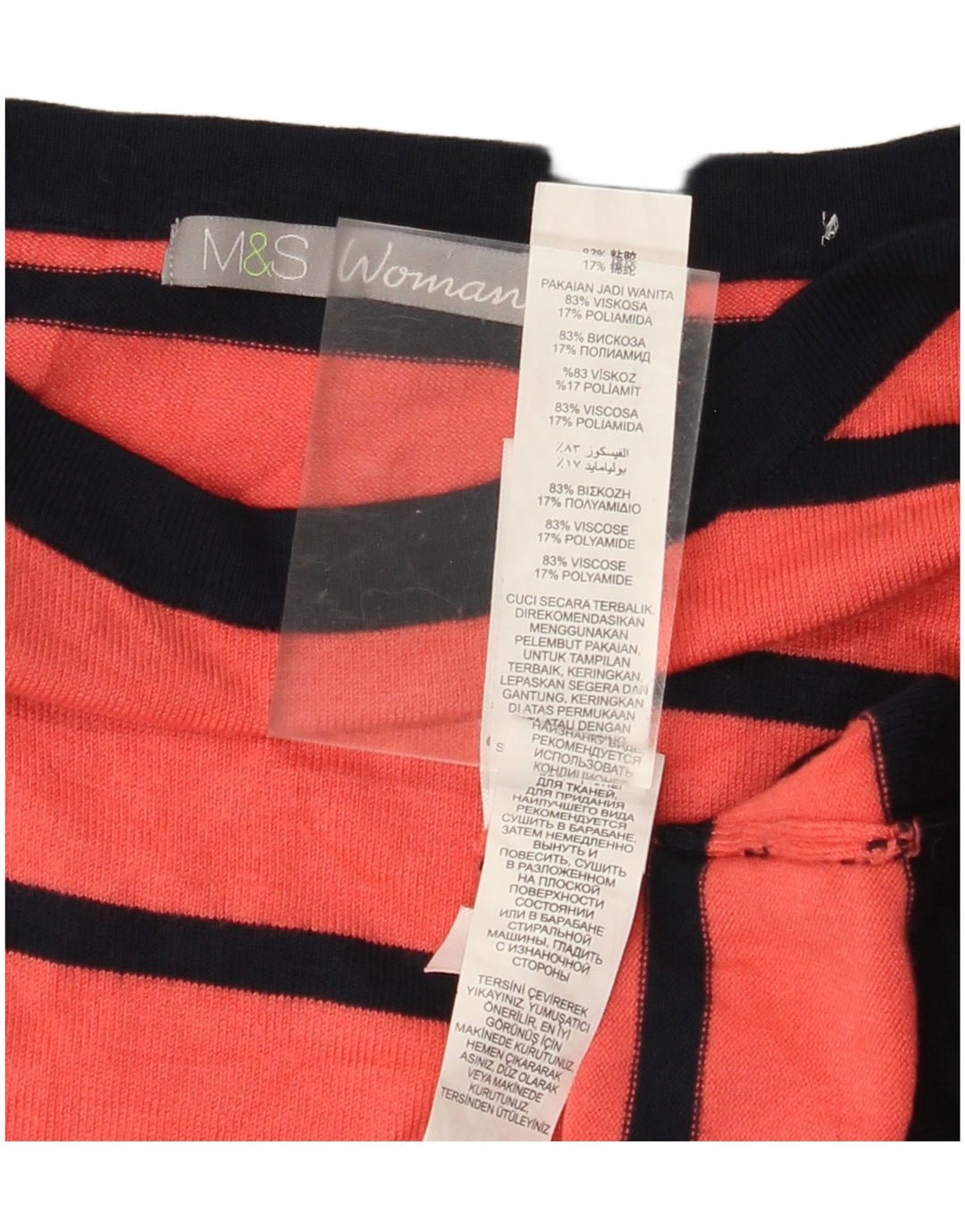 Suéter feminino com gola canoa MARKS & SPENCER Reino Unido 10 pequeno listrado vermelho