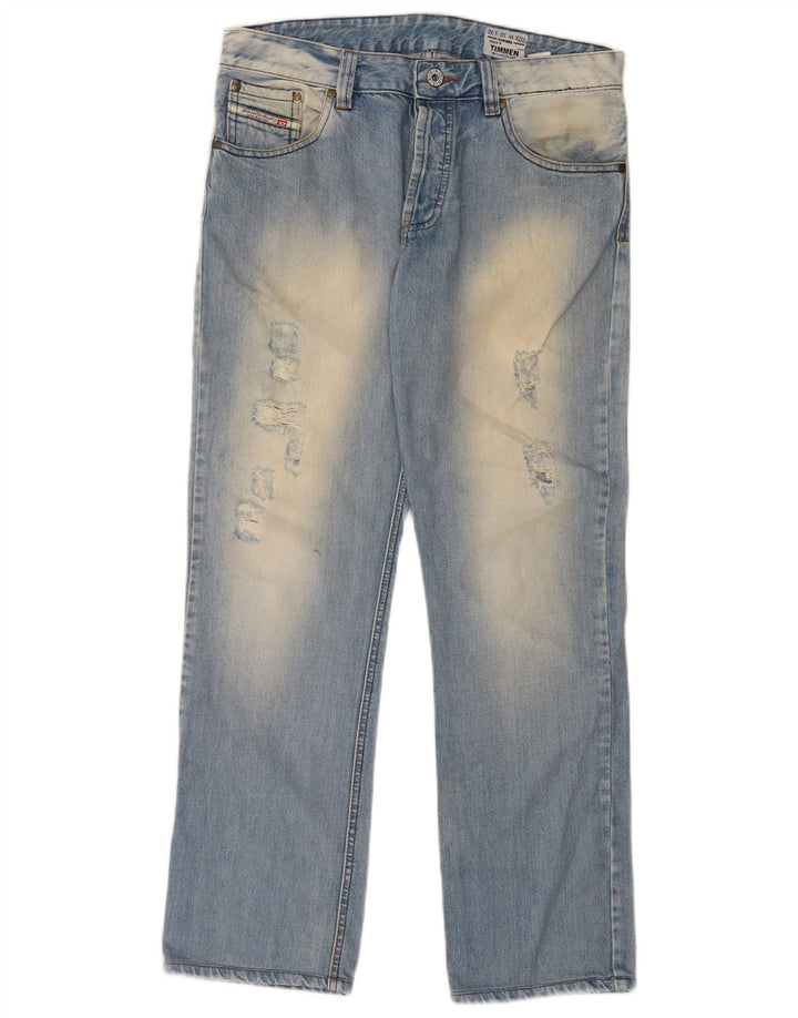Diesel Mens Timmen Distressed Regular Straight Jeans W32 L32 Azul Algodão