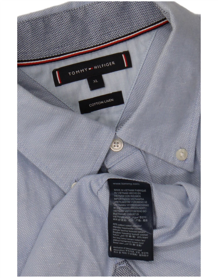 Camisa masculina de manga curta TOMMY HILFIGER XL azul algodão