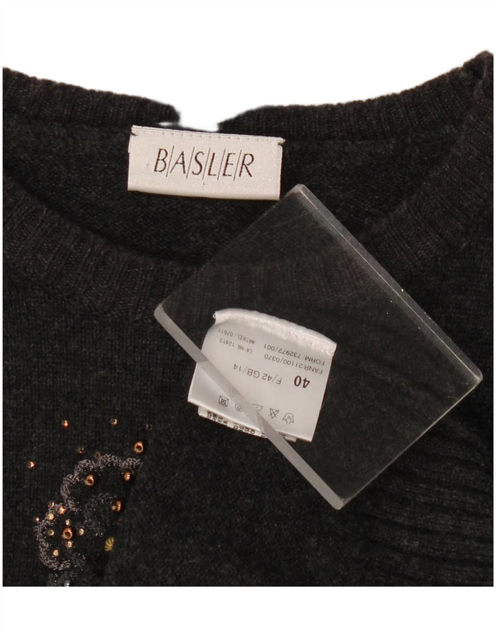 Suéter feminino Basler com gola canoa Reino Unido 14 médio preto floral