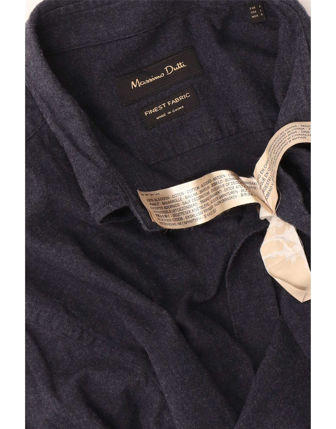 Camisa masculina Massimo Dutti grande algodão azul marinho