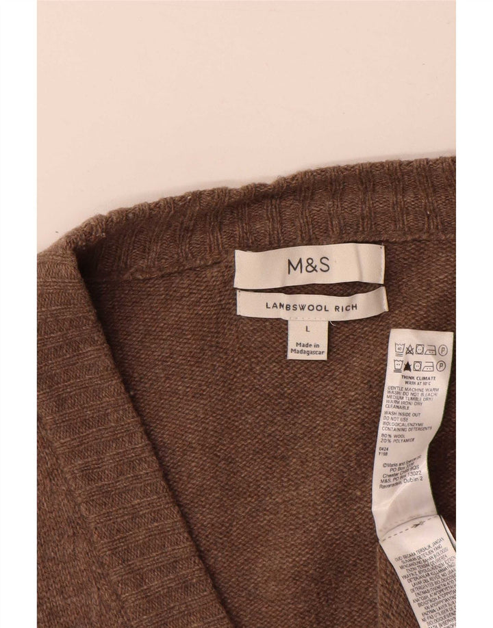 Suéter cardigã masculino Marks & Spencer grande lã marrom