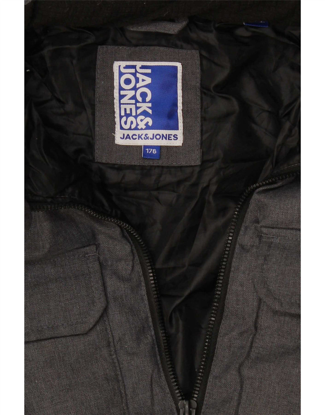Jaqueta acolchoada com capuz para meninos Jack & Jones 15-16 anos cinza manchado