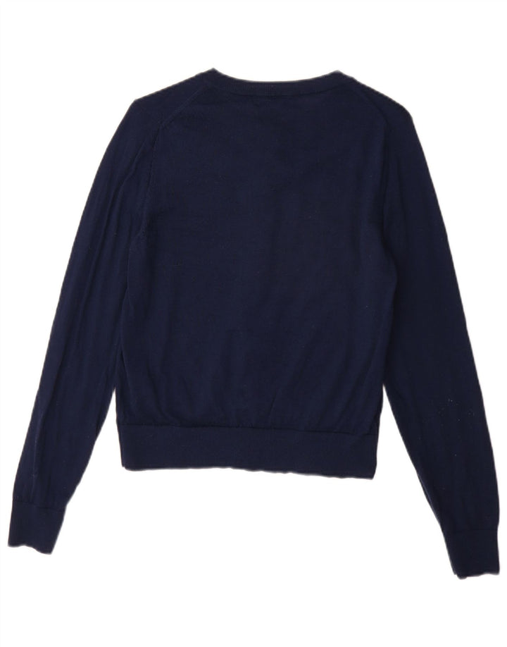 Suéter cardigã feminino Marks & Spencer UK 14 lã merino azul marinho médio