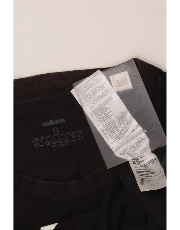 ADIDAS Womens Graphic T-Shirt Top UK 8/10 Pequeno Algodão Preto