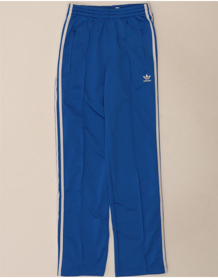 Calça de treino feminina Adidas UK 8 pequena azul poliéster