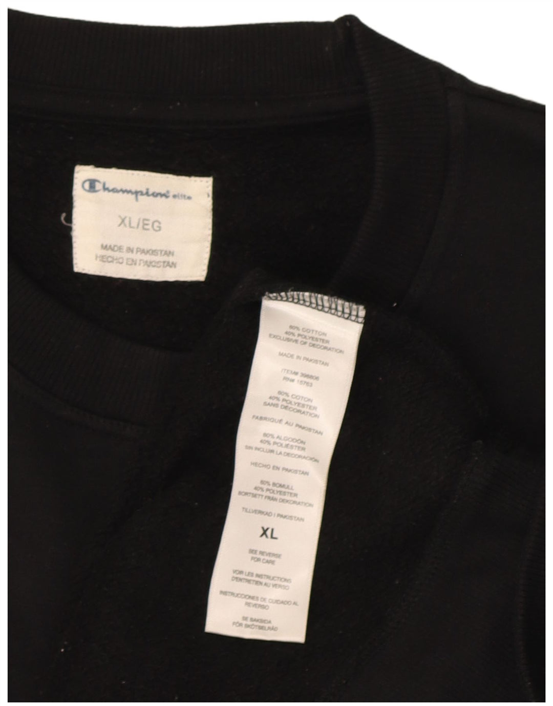 Campeão Mens Moletom Jumper XL Algodão Preto