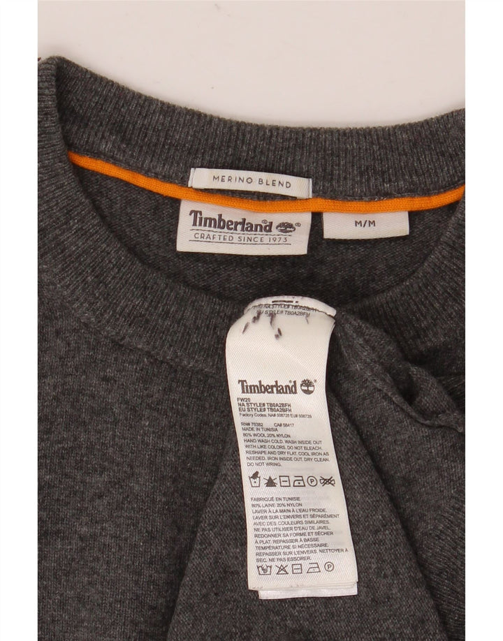 Suéter masculino Timberland com gola redonda e lã cinza médio