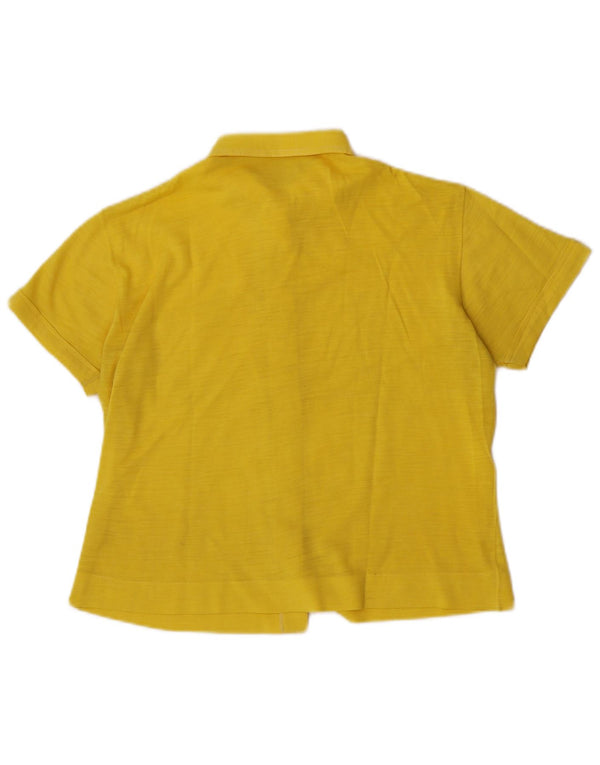 Camisa feminina vintage de manga curta UK 14 amarelo médio