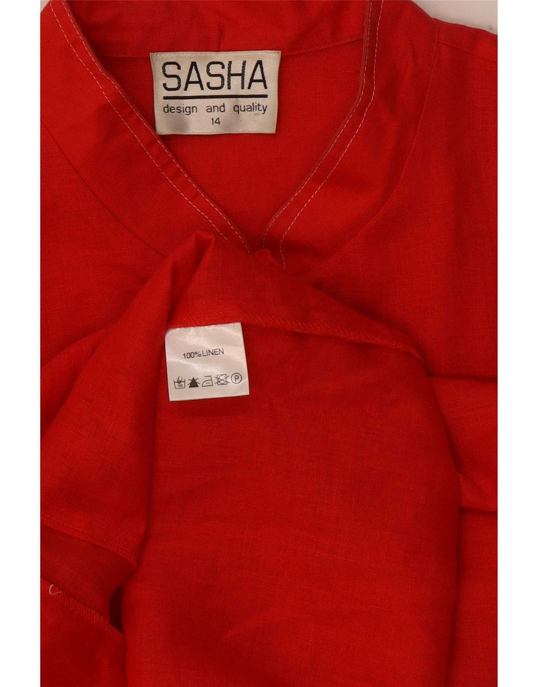 Blusa feminina Sasha manga 3/4 Reino Unido 14 linho vermelho médio