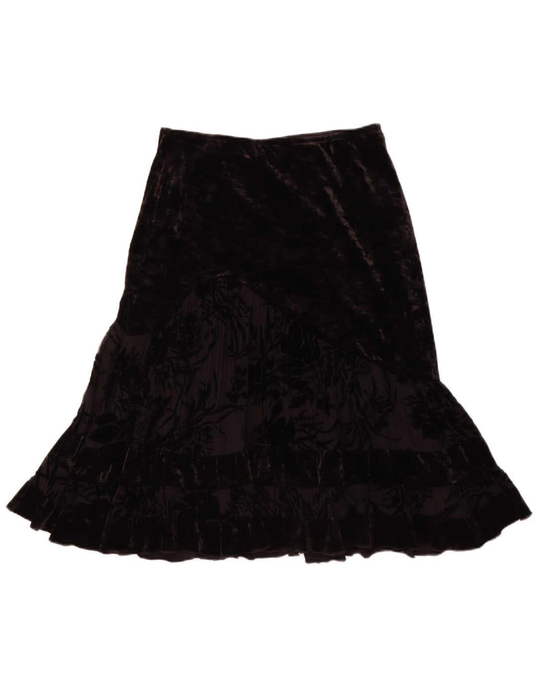 JOSEPH RIBKOFF Saia feminina de veludo trompete Reino Unido 14 grande W30 poliéster preto