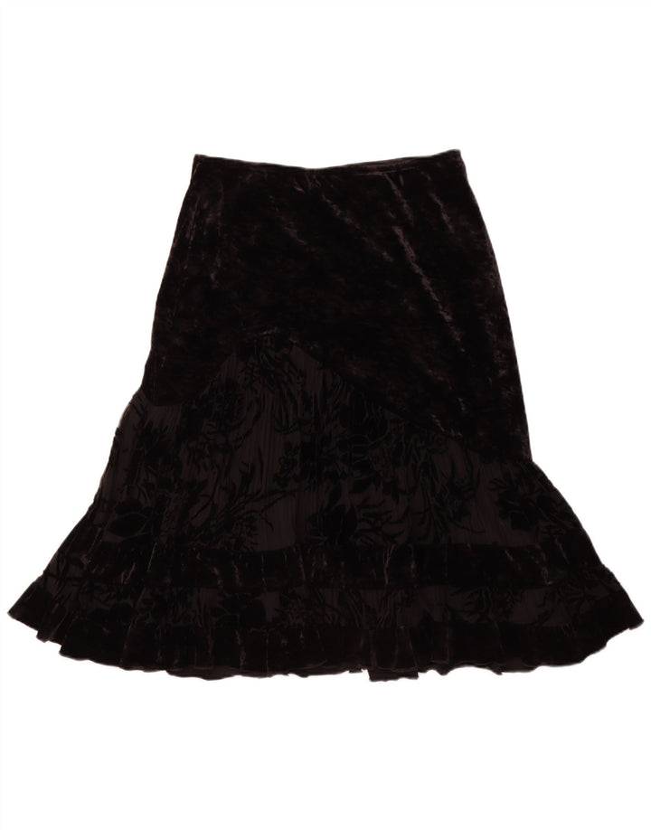 JOSEPH RIBKOFF Saia feminina de veludo trompete Reino Unido 14 grande W30 poliéster preto