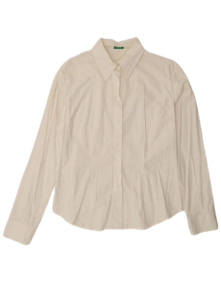 Camisa Benetton Mulher UK 16 Grande Branca