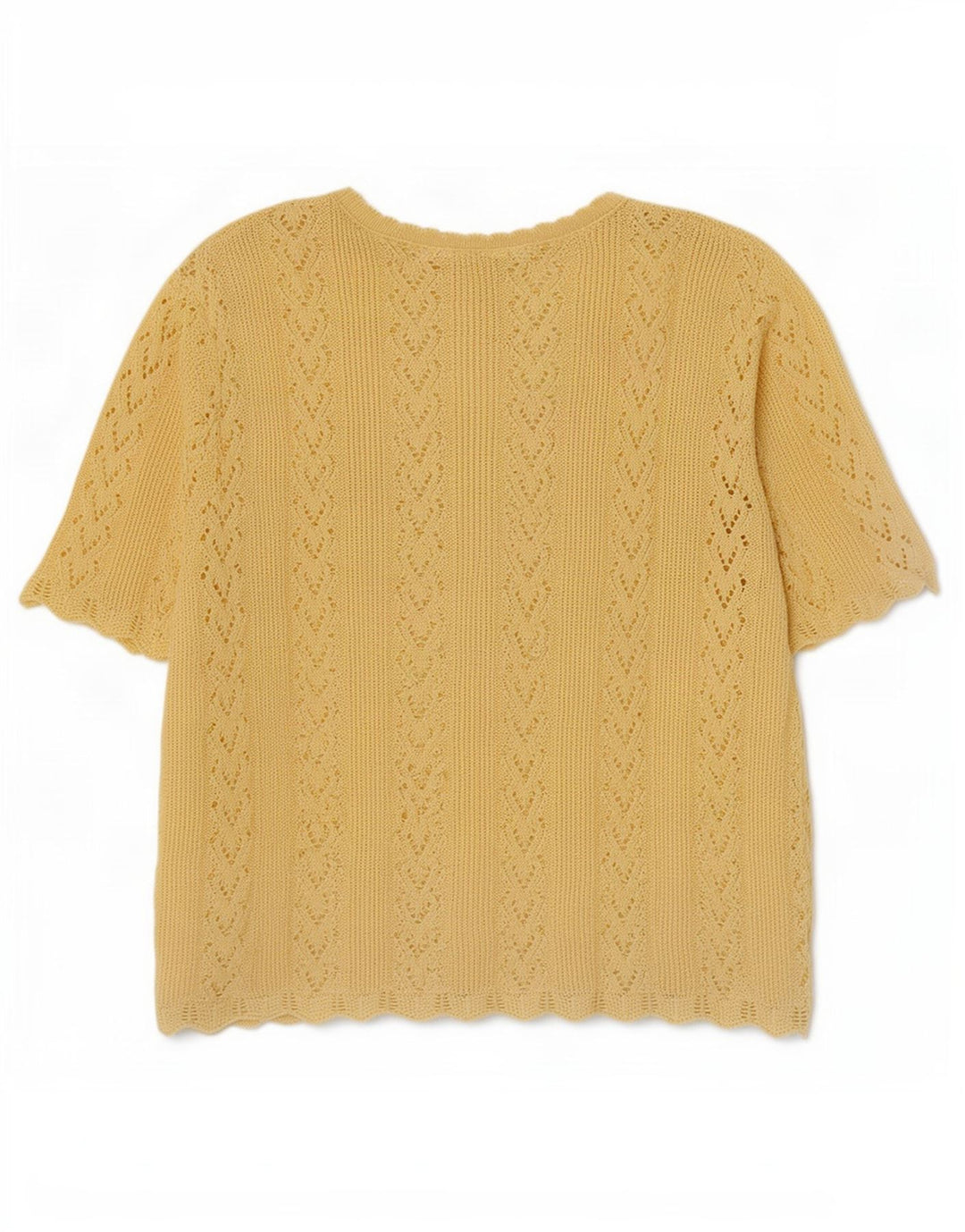 Blusa feminina vintage de malha grande tamanho UK 14 amarelo médio