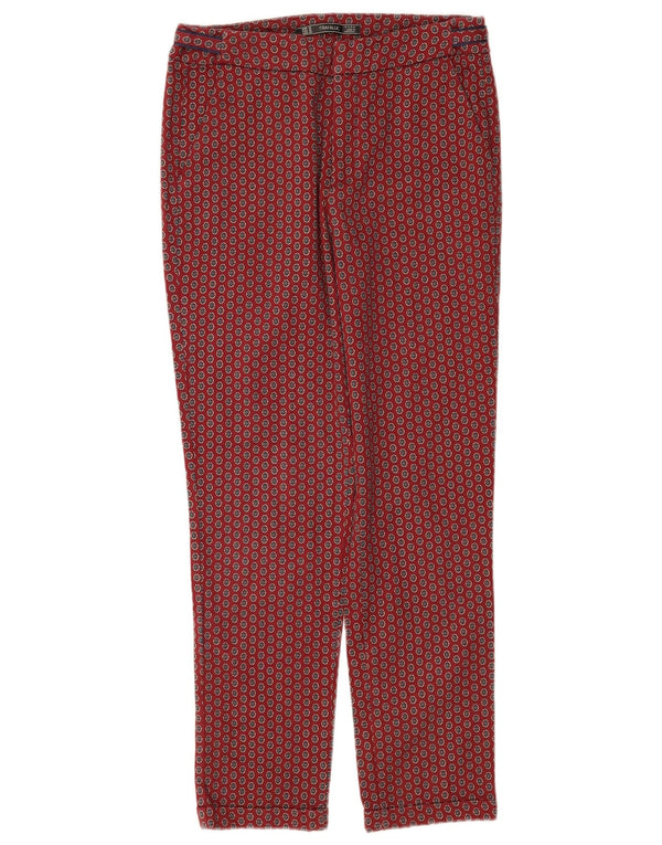 Zara Calça feminina Trafaluc Straight Chino Médio W28 L28 Vermelho Geométrico