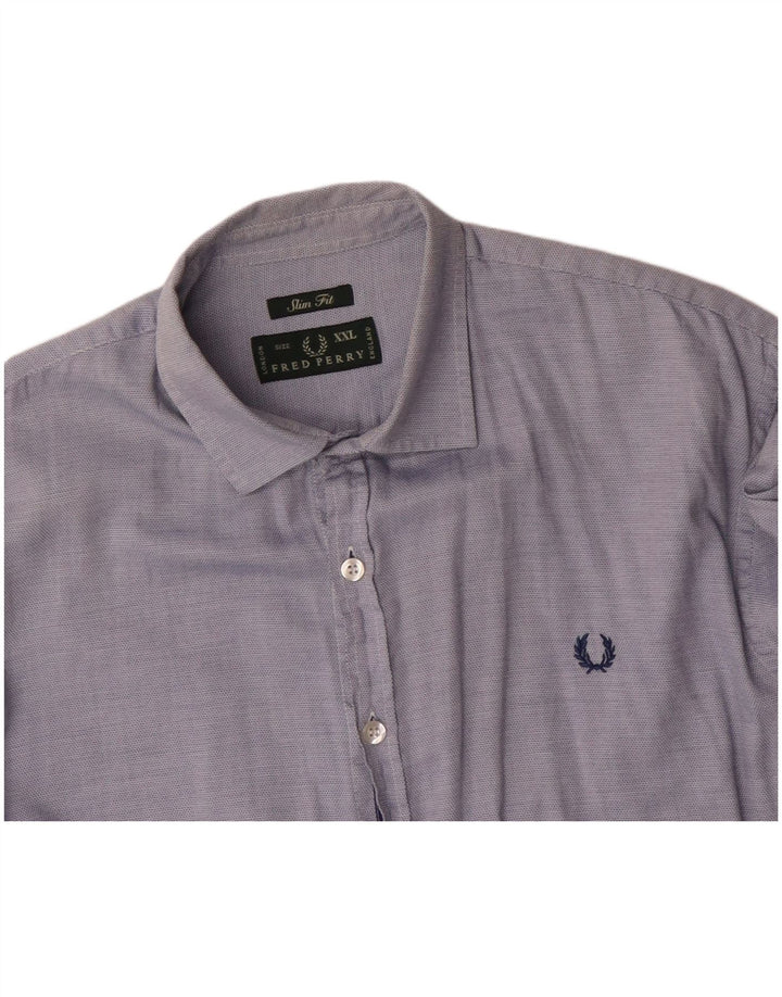 FRED PERRY Camisa masculina slim fit 2XL algodão azul