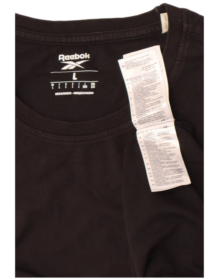 Reebok Mens T-Shirt Top Grande Algodão Preto