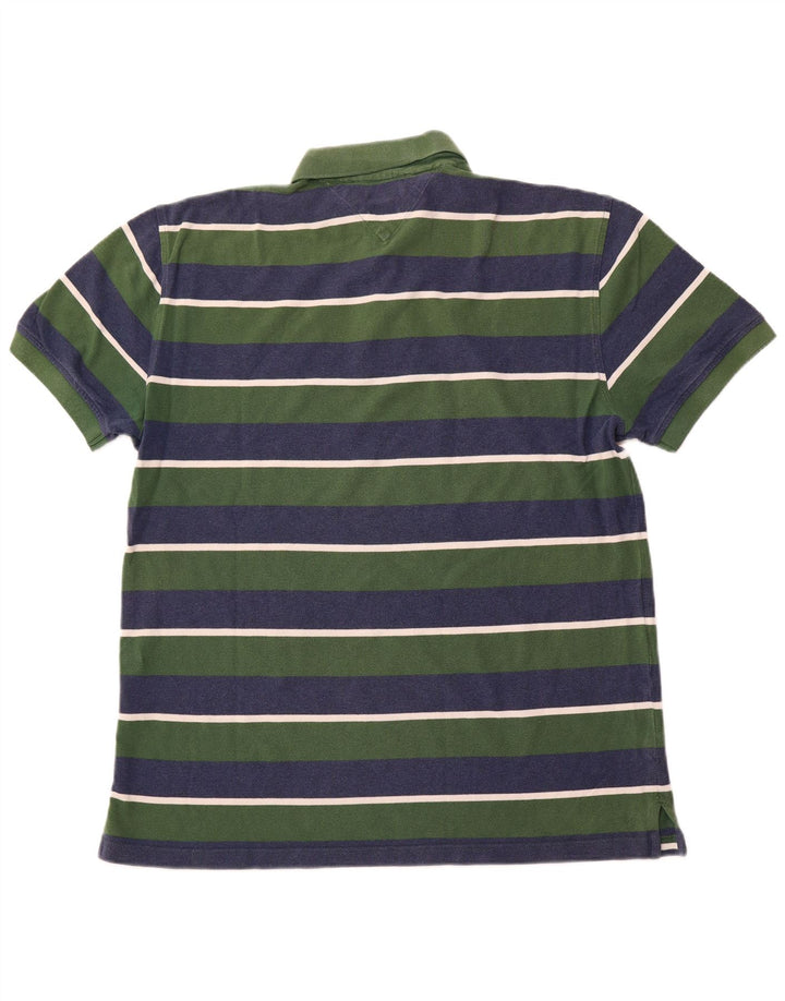 Camisa polo masculina TOMMY HILFIGER Custom Fit XL algodão listrado verde