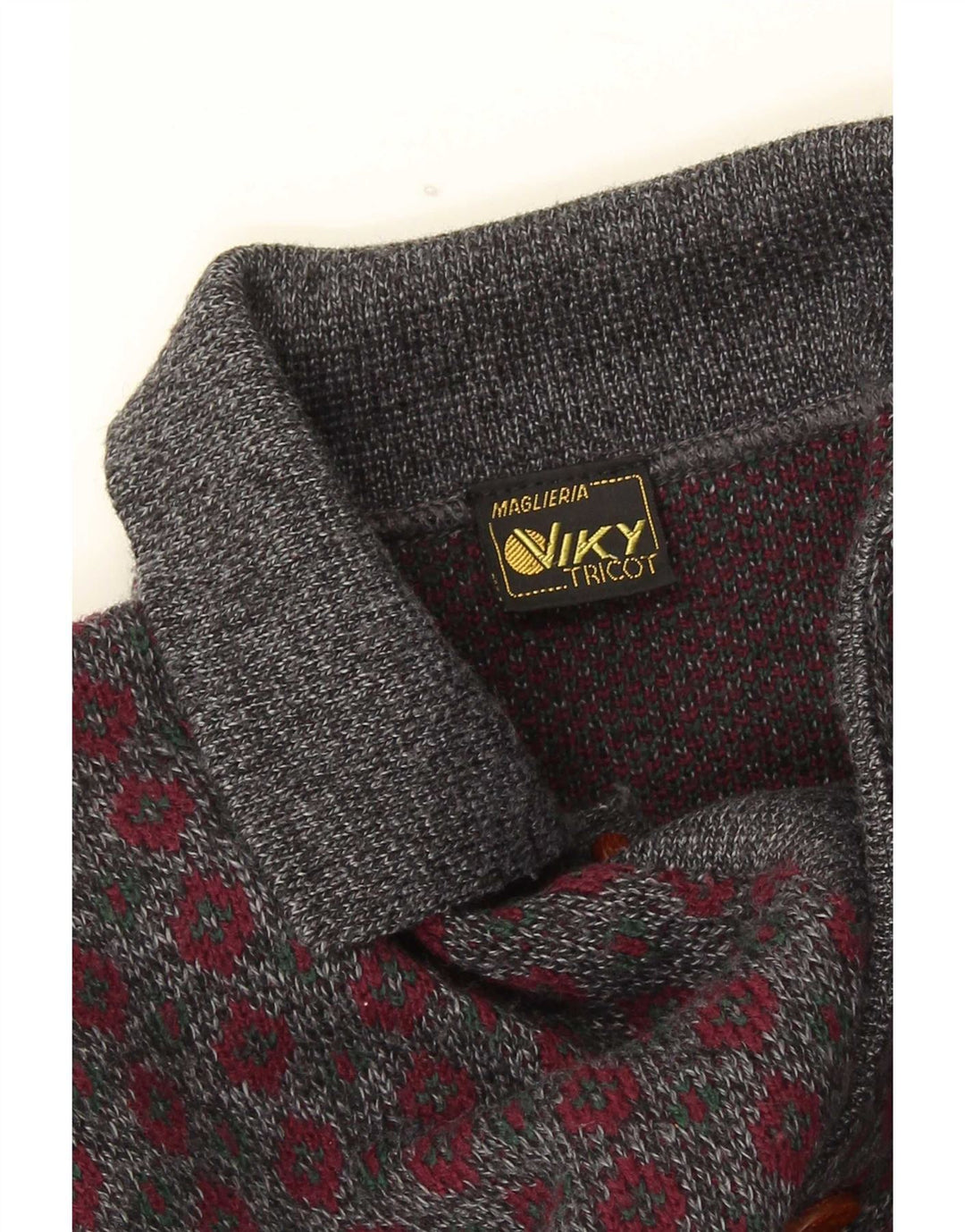 Suéter masculino Viky Tricot com gola polo IT 50 cinza médio geométrico