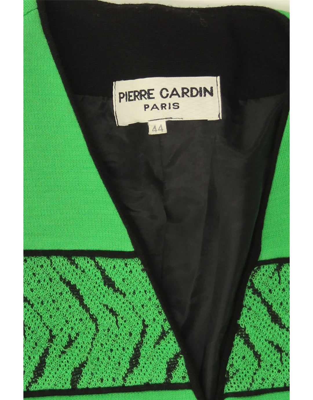 Jaqueta blazer feminina Pierre Cardin com 3 botões EU 44 XL verde geométrica lã