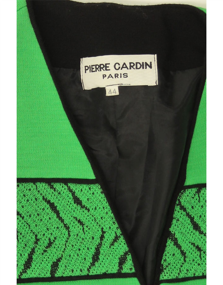 Jaqueta blazer feminina Pierre Cardin com 3 botões EU 44 XL verde geométrica lã
