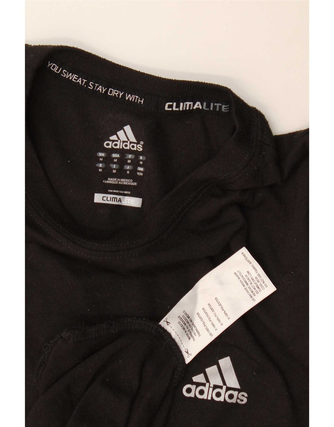 Adidas Mens Climalite Camiseta Top Médio Poliéster Preto