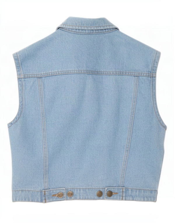 John Baner Womens Crop Denim Gilet Reino Unido 10 pequeno algodão azul