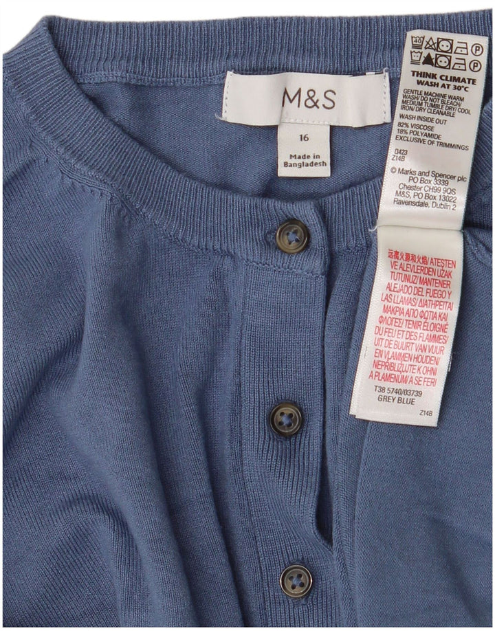 Suéter cardigã feminino Marks & Spencer Reino Unido 16 grande viscose azul